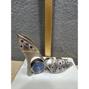 High-Heel Sandal Shoe Novelty Clock Blue Rhinestone New